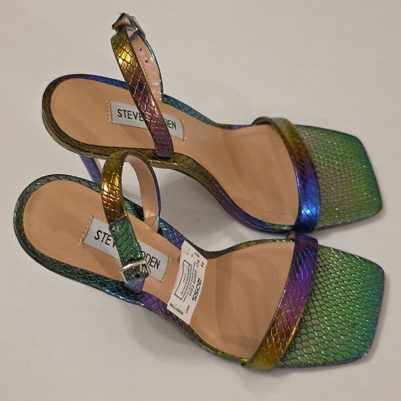 BRAND NEW STEVE MADDEN BETTHANY MULTI SNAKE STILETTO HEEL with ANKLE STRAP - Picture 6 of 16
